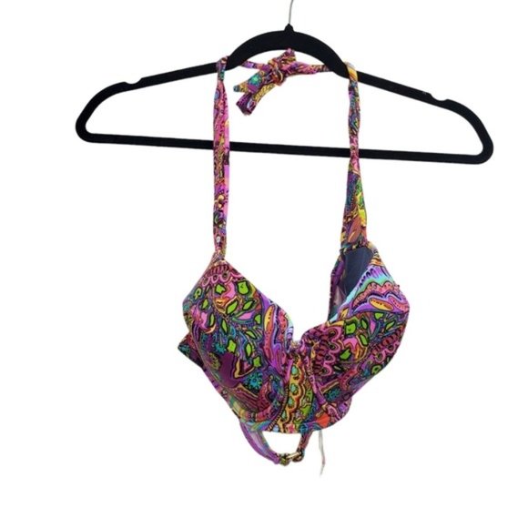 Victoria's Secret Womens Pink Paisley Halter Neck Swimsuit Bikini Top Size 36D - Picture 4 of 8